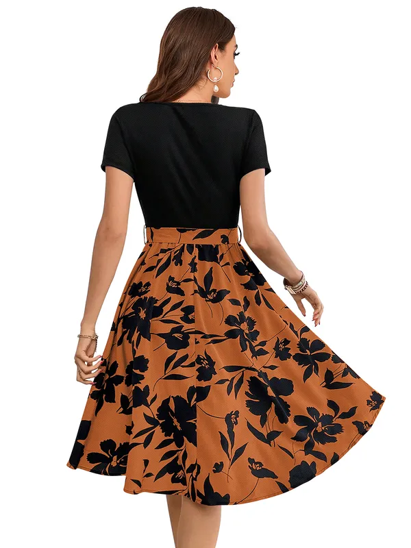 Orange_Knitting_And_Stretchable_Western_Dress_For_Women