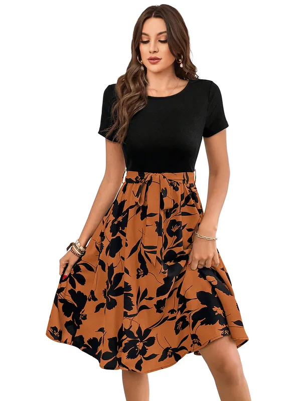 Orange_Knitting_And_Stretchable_Western_Dress_For_Women