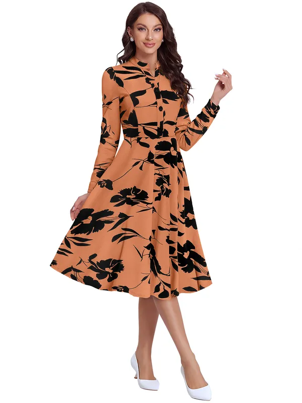 Orange_Knitting_And_Stretchable_Western_Dress_For_Women