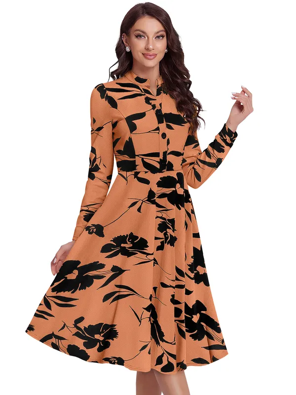 Orange_Knitting_And_Stretchable_Western_Dress_For_Women