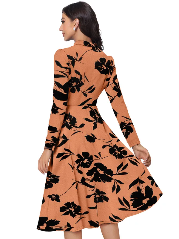 Orange_Knitting_And_Stretchable_Western_Dress_For_Women