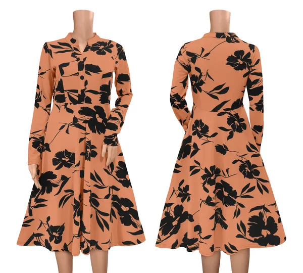 Orange_Knitting_And_Stretchable_Western_Dress_For_Women