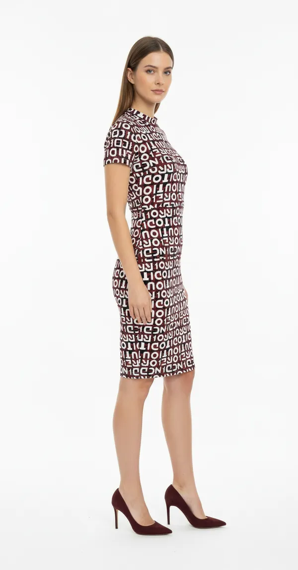 Maroon_Knitting_And_Stretchable_Western_Dress_For_Women