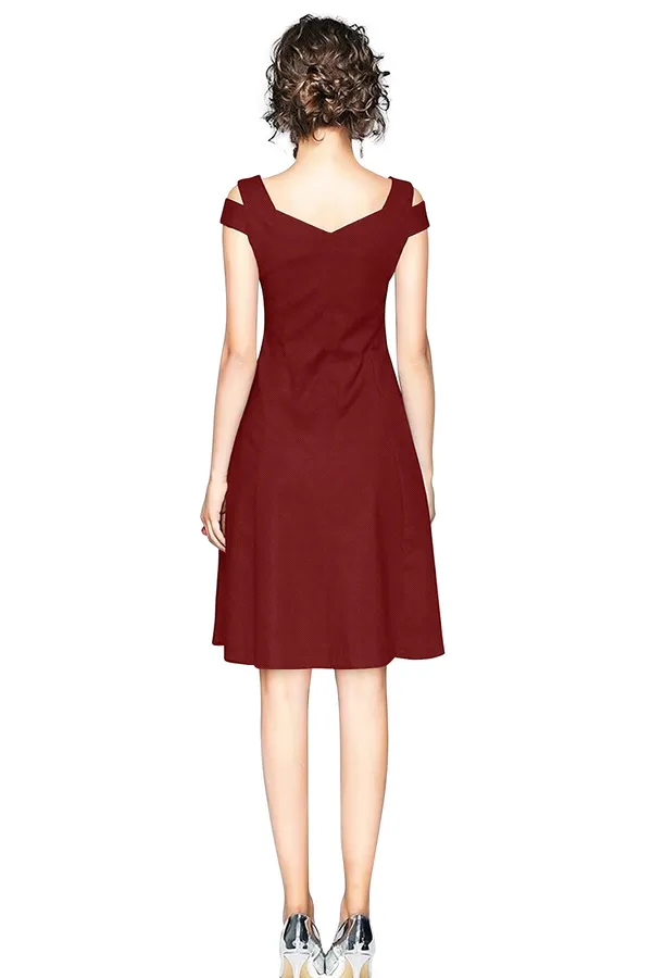 Maroon_Polyster_Western_Dress_For_Women