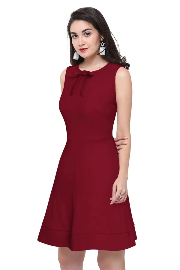 Maroon_Polyster_Western_Dress_For_Women