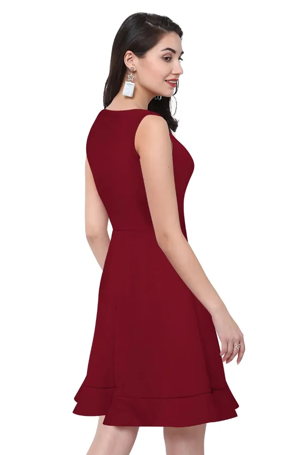 Maroon_Polyster_Western_Dress_For_Women