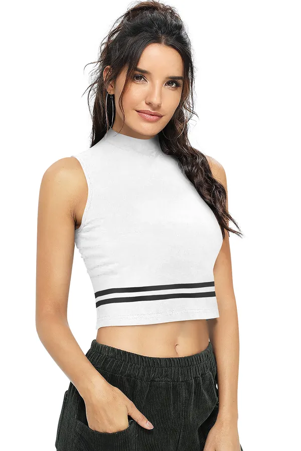 White_Polyester_Blend_Stylish_Top_For_Women