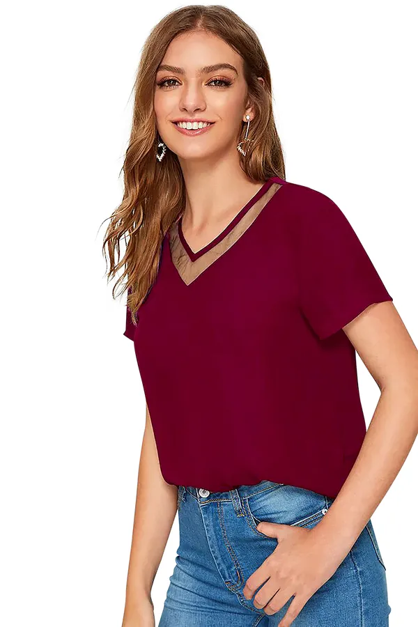 Maroon_Polyester_Blend_Stylish_Top_For_Women