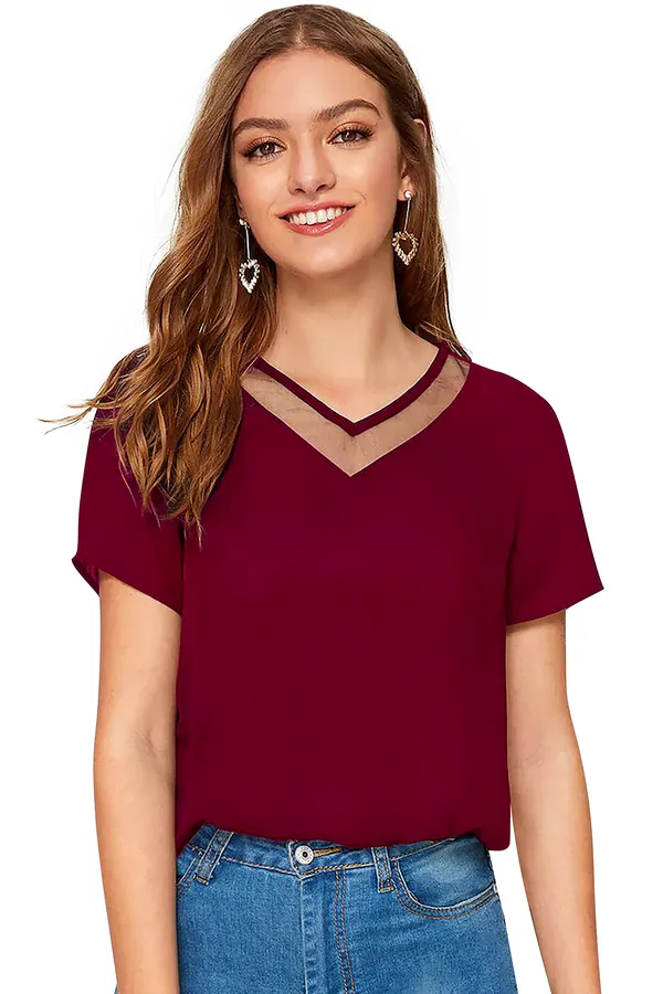 Maroon_Polyester_Blend_Stylish_Top_For_Women
