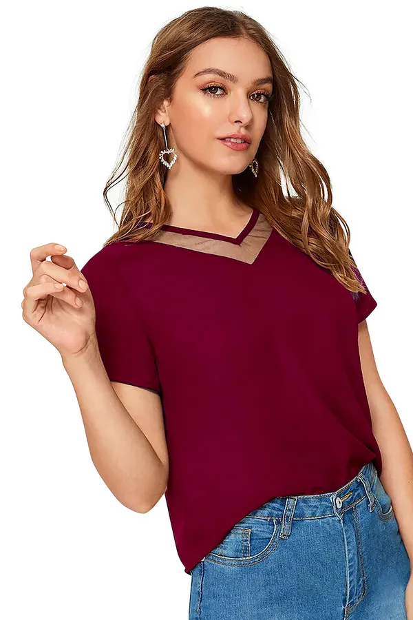 Maroon_Polyester_Blend_Stylish_Top_For_Women