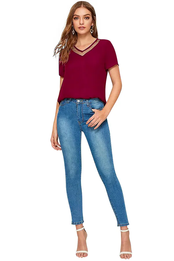 Maroon_Polyester_Blend_Stylish_Top_For_Women