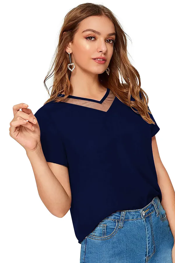 Blue_Polyester_Blend_Stylish_Top_For_Women