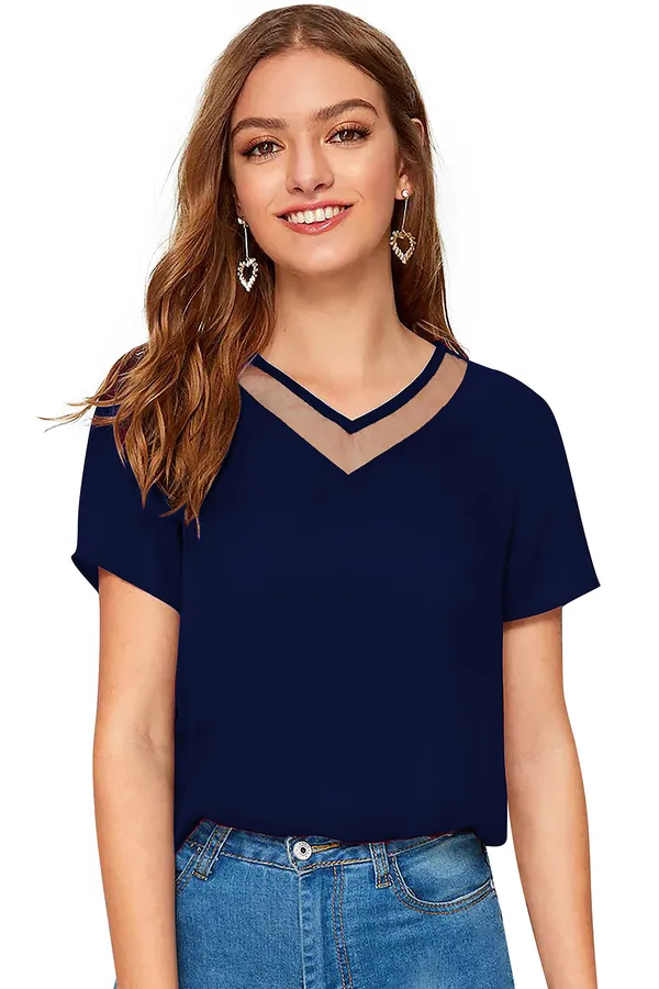Blue_Polyester_Blend_Stylish_Top_For_Women
