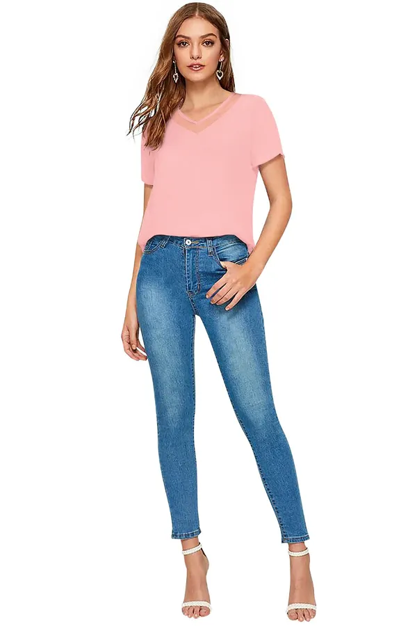 Peach_Polyester_Blend_Stylish_Top_For_Women
