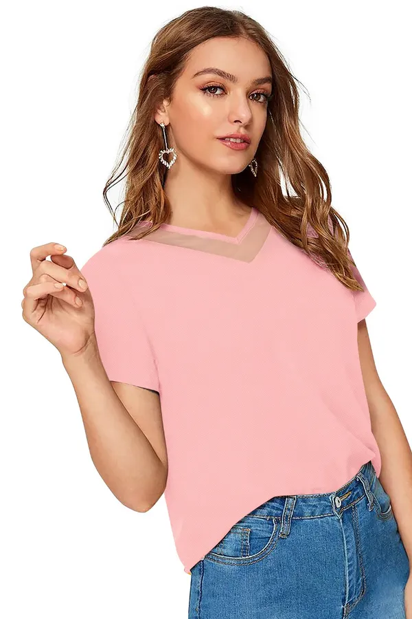 Peach_Polyester_Blend_Stylish_Top_For_Women