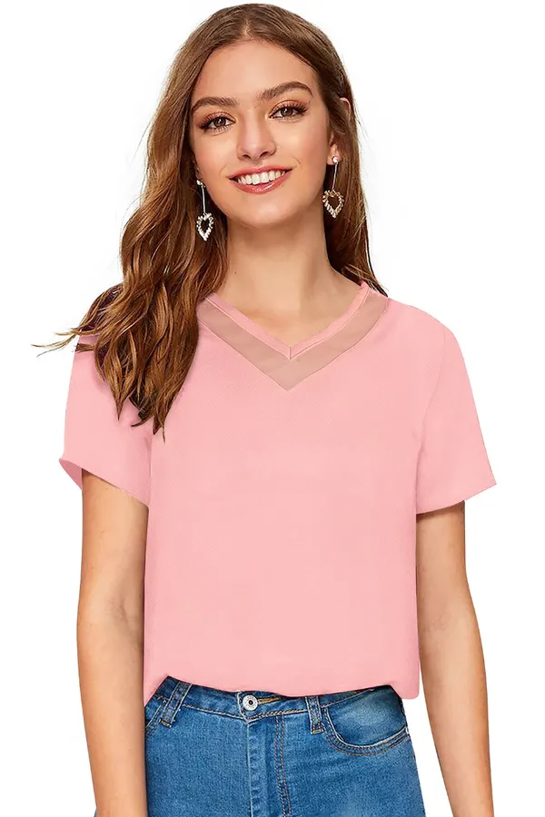 Peach_Polyester_Blend_Stylish_Top_For_Women