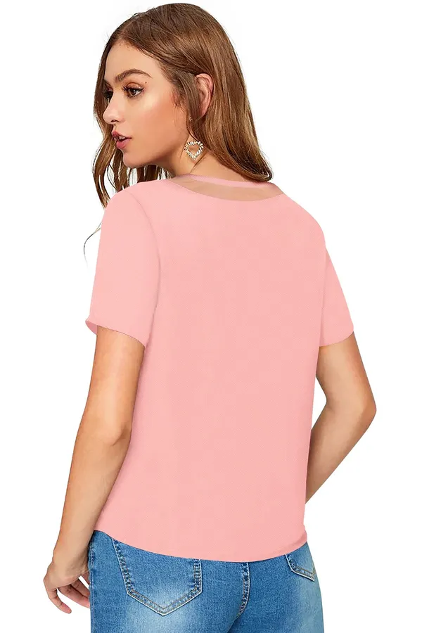 Peach_Polyester_Blend_Stylish_Top_For_Women