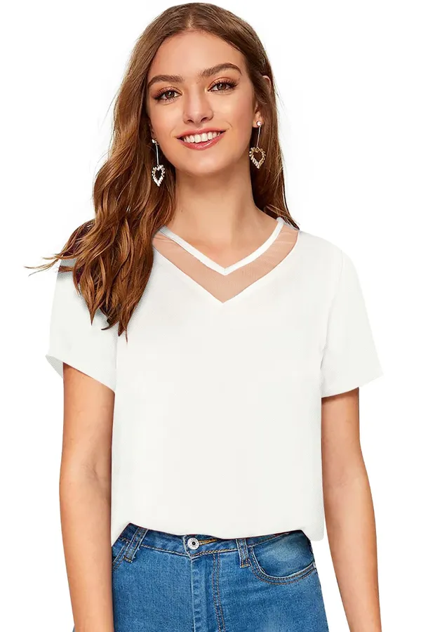 White_Polyester_Blend_Stylish_Top_For_Women