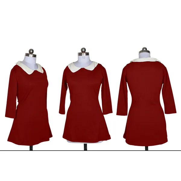 Maroon_Polyster_Western_Dress_For_Women