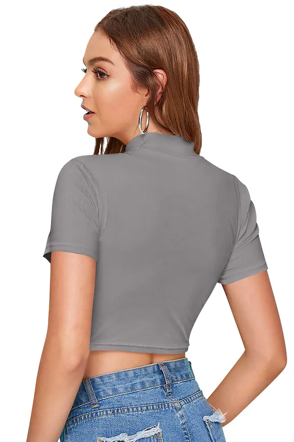 Grey_And_Maroon_Polyester_Blend_Stylish_Top_For_Women