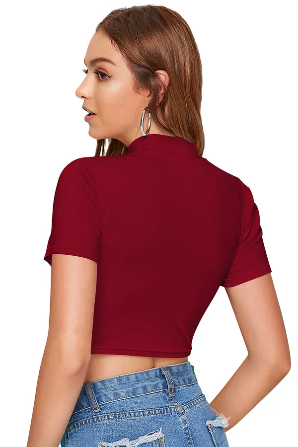 Maroon_And_Yellow_Polyester_Blend_Stylish_Top_For_Women