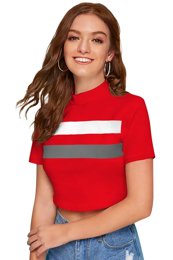 Red_And_Grey_Polyester_Blend_Stylish_Top_For_Women