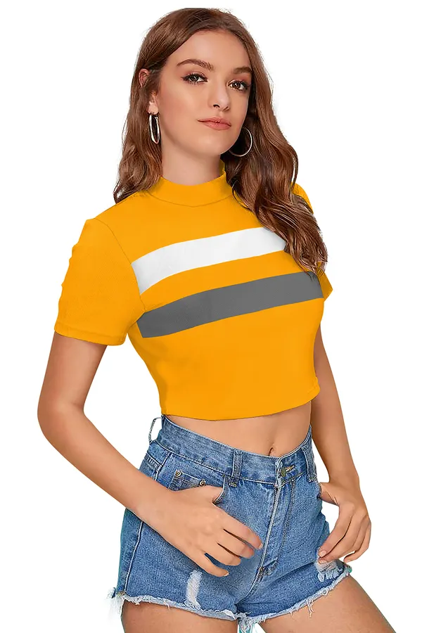 Yellow_And_Grey_Polyester_Blend_Stylish_Top_For_Women