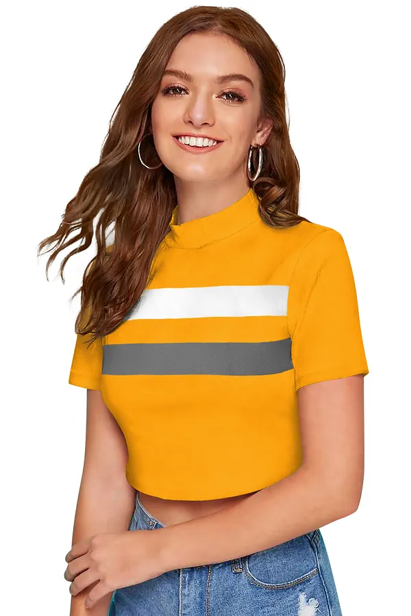 Yellow_And_Grey_Polyester_Blend_Stylish_Top_For_Women