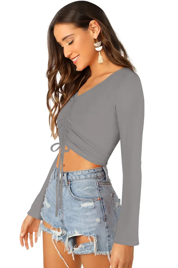 Grey_Polyester_Blend_Stylish_Top_For_Women