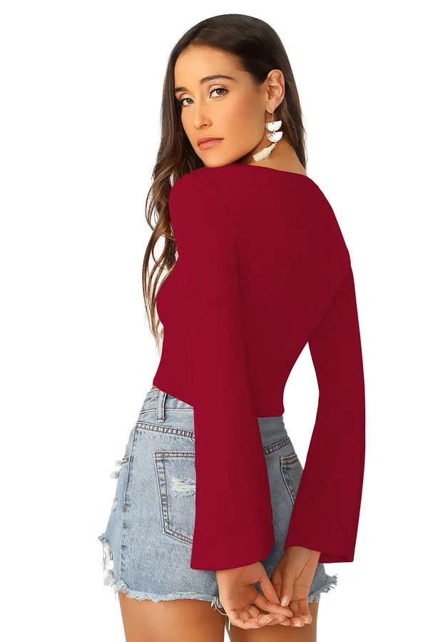 Maroon_Polyester_Blend_Stylish_Top_For_Women