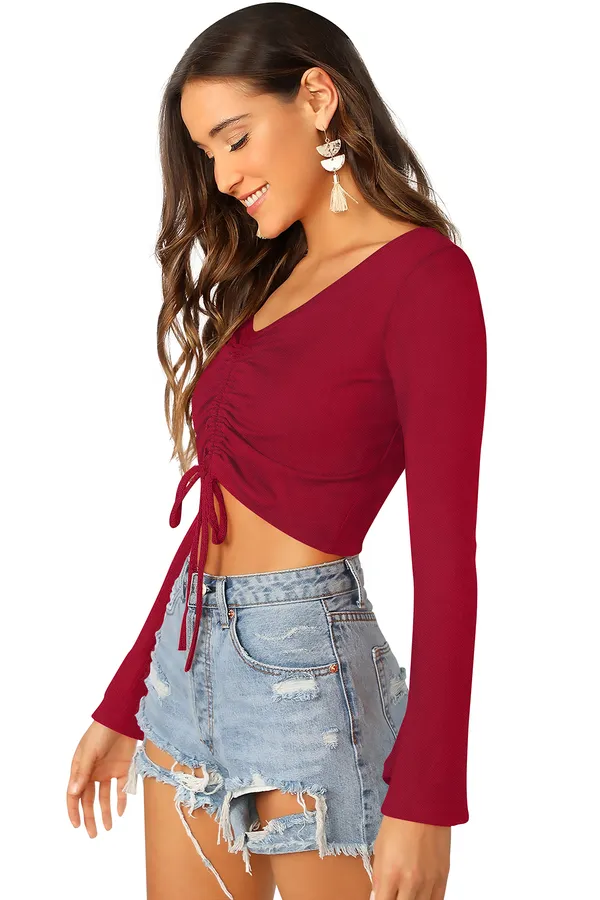 Maroon_Polyester_Blend_Stylish_Top_For_Women