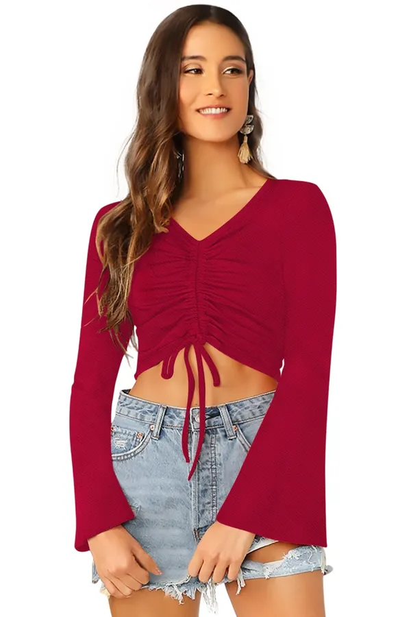 Maroon_Polyester_Blend_Stylish_Top_For_Women