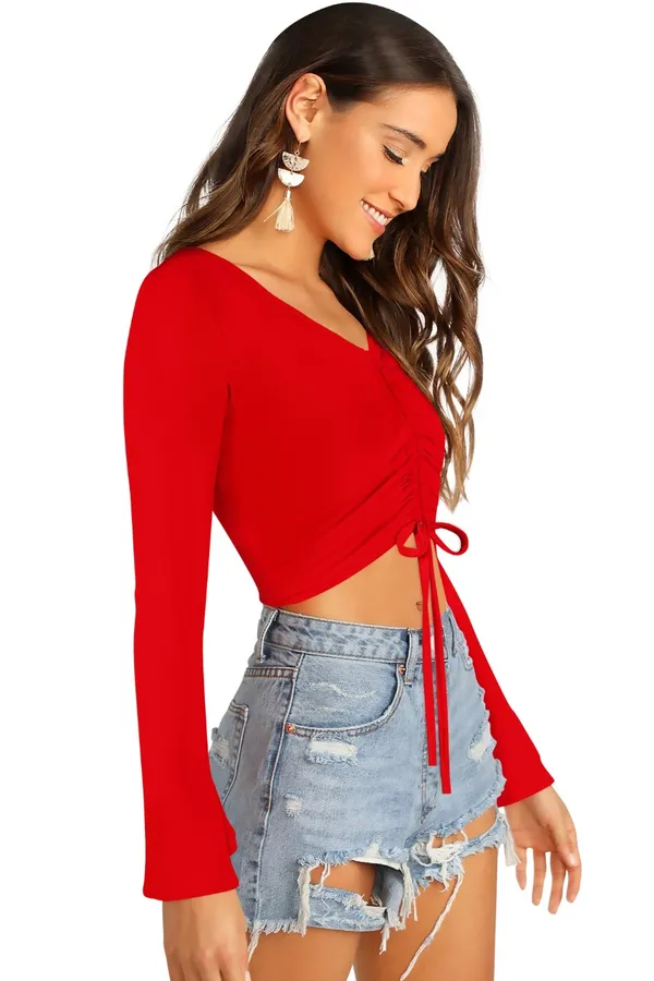 Red_Polyester_Blend_Stylish_Top_For_Women