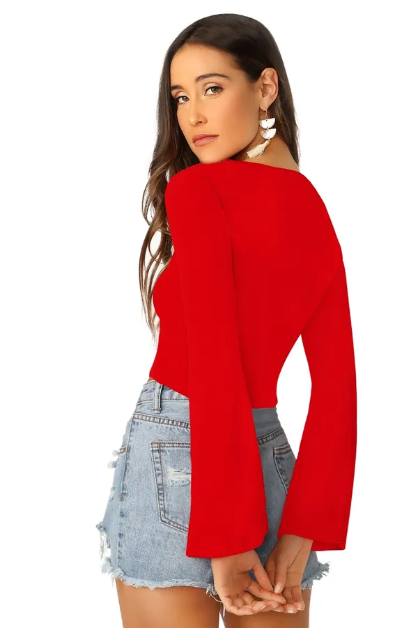Red_Polyester_Blend_Stylish_Top_For_Women