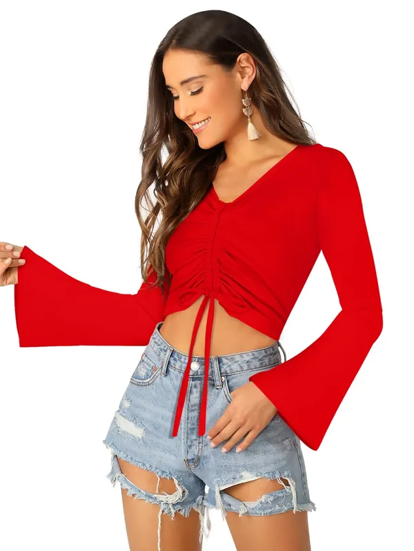 Red_Polyester_Blend_Stylish_Top_For_Women