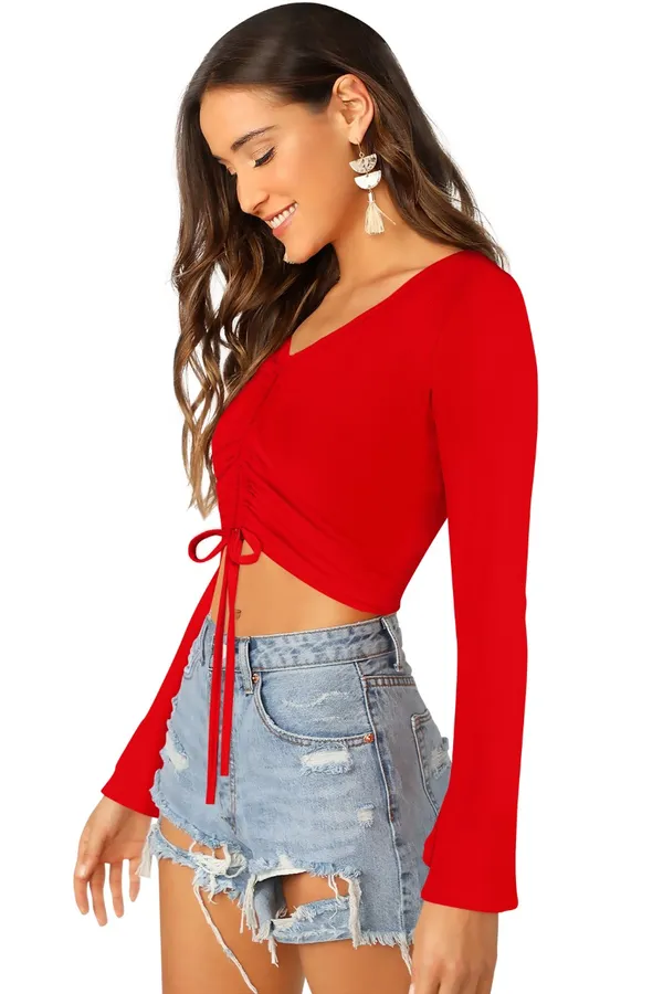 Red_Polyester_Blend_Stylish_Top_For_Women