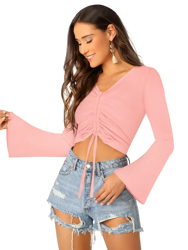 Peach_Polyester_Blend_Stylish_Top_For_Women