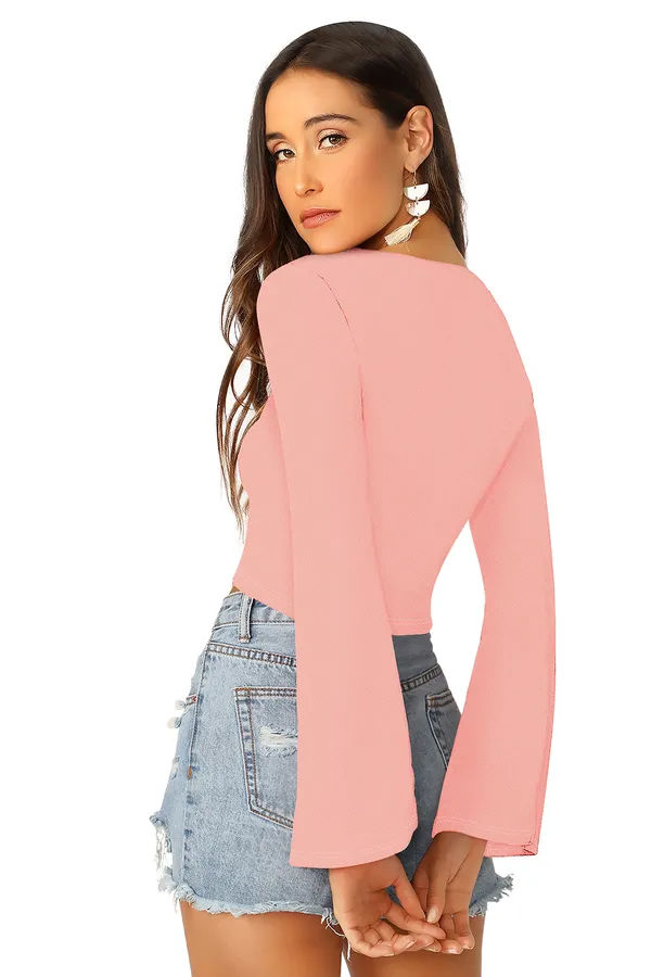 Peach_Polyester_Blend_Stylish_Top_For_Women