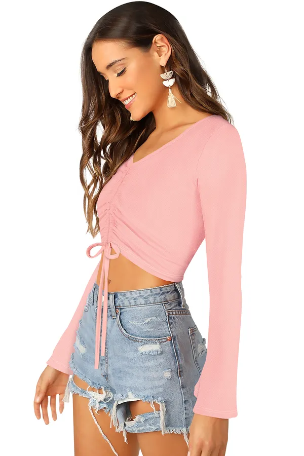 Peach_Polyester_Blend_Stylish_Top_For_Women