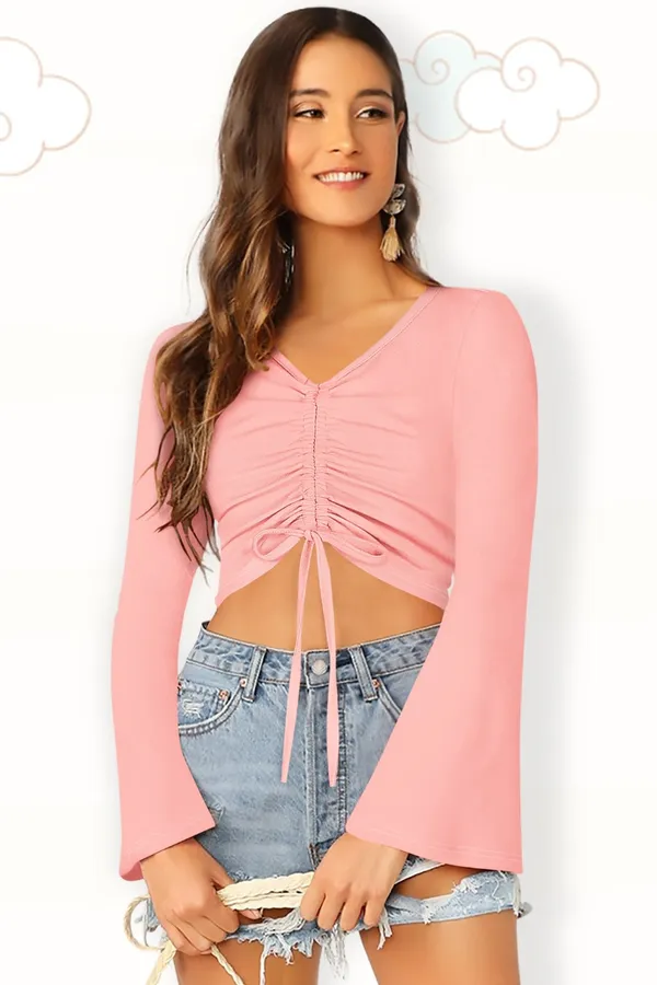 Peach_Polyester_Blend_Stylish_Top_For_Women
