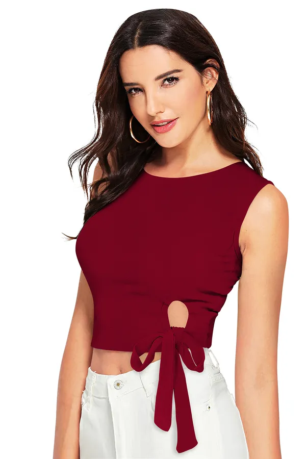 Maroon_Polyester_Blend_Stylish_Top_For_Women