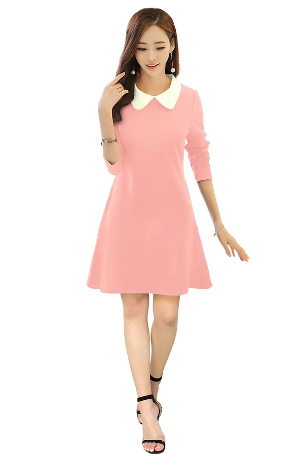 Peach_Polyster_Western_Dress_For_Women