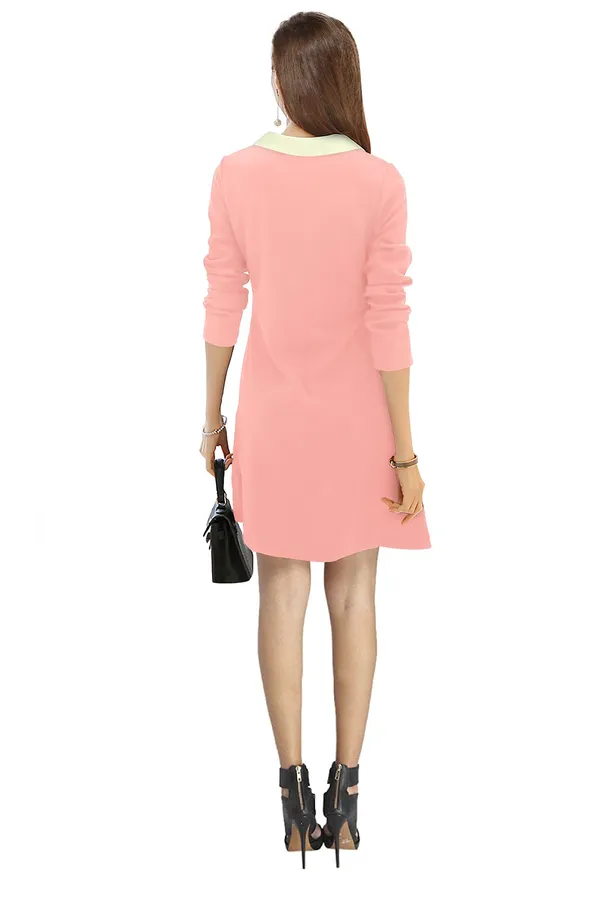 Peach_Polyster_Western_Dress_For_Women