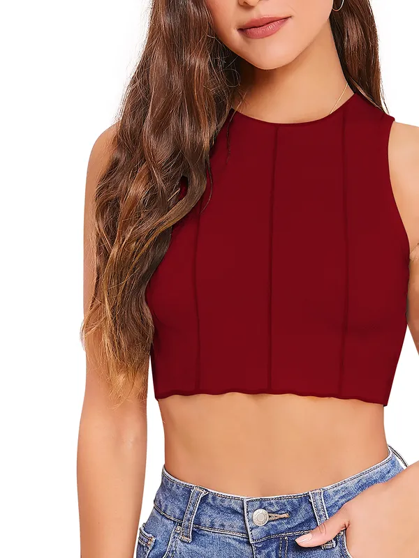 Maroon_Polyester_Blend_Stylish_Top_For_Women