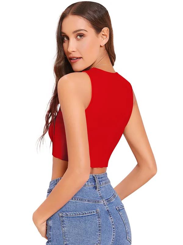 Red_Polyester_Blend_Stylish_Top_For_Women