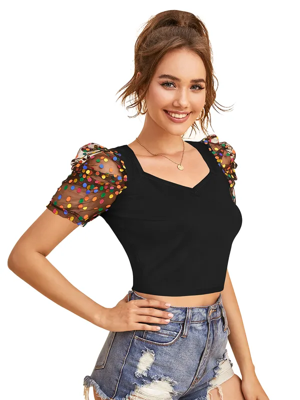 Black_Polyester_Blend_Stylish_Top_For_Women