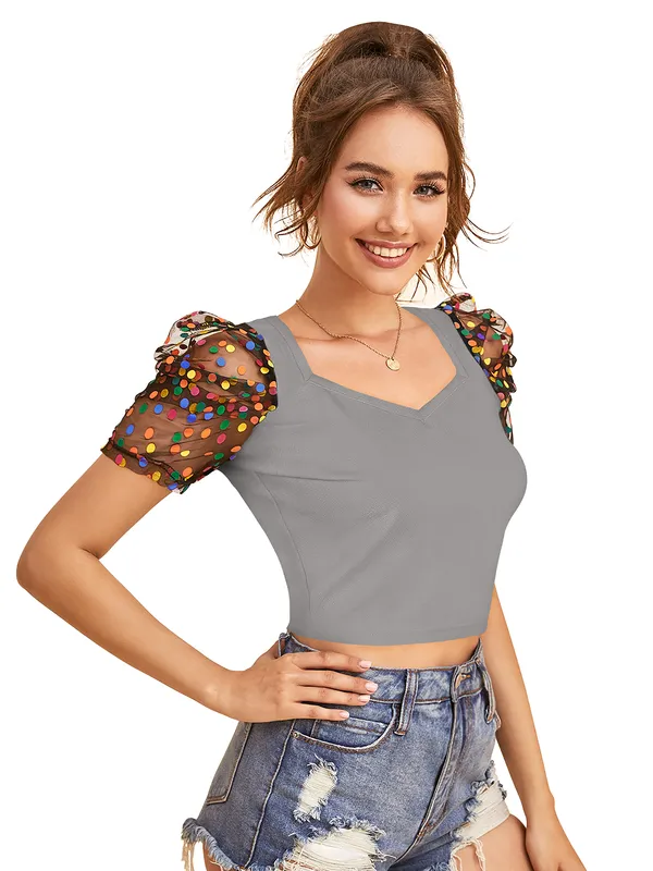 Grey_Polyester_Blend_Stylish_Top_For_Women