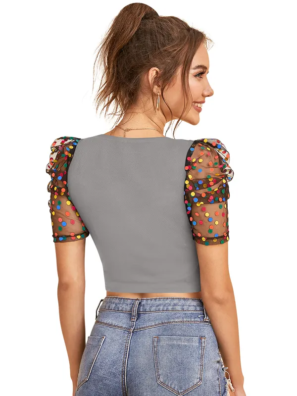 Grey_Polyester_Blend_Stylish_Top_For_Women