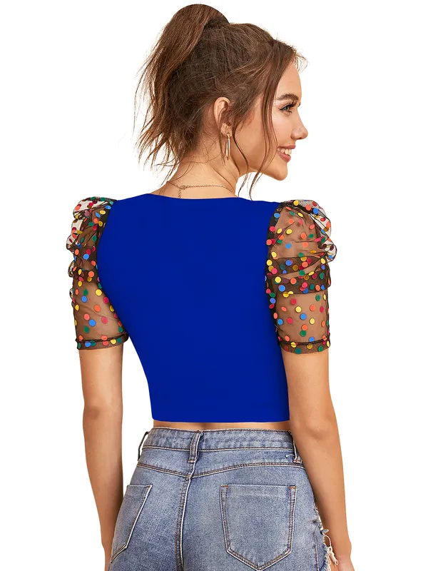 Royal_Blue_Polyester_Blend_Stylish_Top_For_Women
