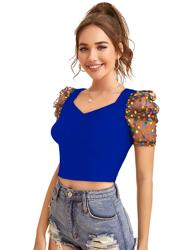 Royal_Blue_Polyester_Blend_Stylish_Top_For_Women
